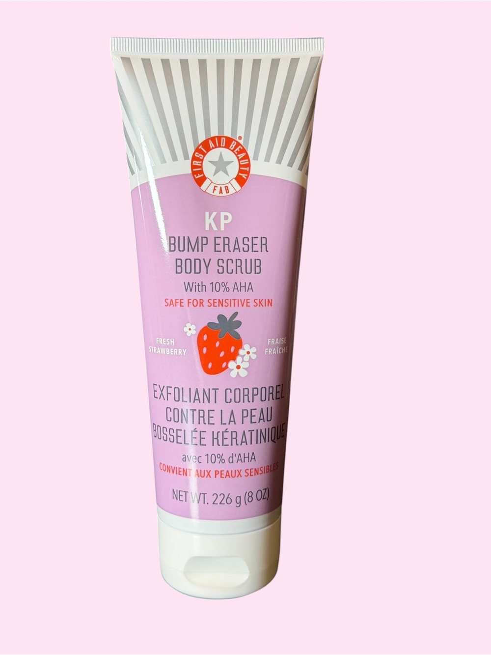 First Aid Beauty KP Bump Eraser Body Scrub (Fresh Strawberry) 8 Oz. SEALED